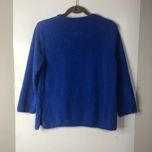 Lulu B. Sweater Pullover Royal Blue M Nautical Anchors Pocket Soft Long Sleeve - Picture 9 of 9
